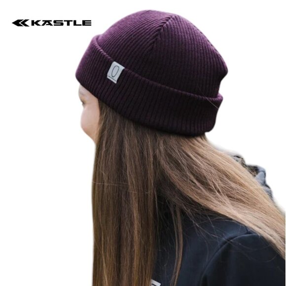KASTLE Burgundy Wool-Blend Ribbed Beanie with Foldover Cuff unisex - Like new! - Picture 2 of 10